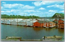 Mississippi River 1950s Postcard Floating Boat Booms picture