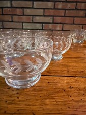 Vintage Etched Anchor Hocking dessert / custard cups Laurel Leaf picture