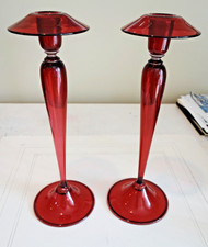 Truly Superb Pair of Signed Steuben Candlesticks, 15 in. Selenium Red, Flawless picture