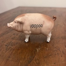 Vintage rare Small Porcelain Standing Pink Pig Hand, 100,000 Signed On Side picture