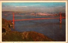 Vintage Golden Gate Bridge San Francisco CA Postcard Aerial View picture