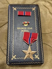 WW2 Era Bronze Star Medal w Coffin Case - Slot Brooch - US Army WWII Korea picture