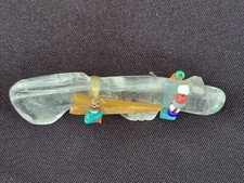 ZUNI FETISH Selenite Mountain LION W/ Beads, Arrowhead & Bundle - Unsigned ~ #2H picture