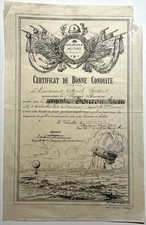 1924 FRENCH AEROSTATION MILITARY BALLOON GOOD CONDUCT CERTIFICATE VERSAILLES SGT picture