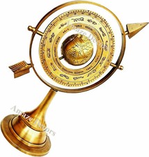 Antique Brass Armillary Sphere With Arrow Nautical Maritime Engraved Globe picture