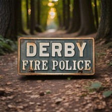 Antique Derby Fire Police License Plate - New Hampshire picture