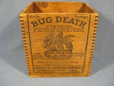 Nice Antique Wooden Bug Death Insecticide Crate Small Size Danforth Chemical Co. picture
