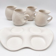Peter Saenger Pottery Coffee/Tea Mug & Tray Set Picard Star Trek Modernist VTG picture