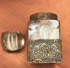 Antique 800 Silver & Cut Crystal Inkwell w/ Stopper c1890–1910 European picture