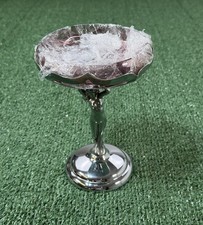 Vintage FARBER BROS Chrome ART DECO NUDE WOMAN Stem Compote PURPLE Amethyst Bowl picture