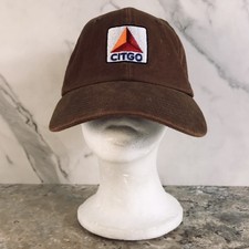 VINTAGE CITGO GAS PETROLEUM EMBROIDERED LOGO BROWN TWILL COTTON SNAPBACK HAT picture
