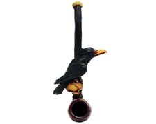 Raven on Skull Handmade Tobacco Smoking Small Hand Pipe Black Bird Death Animal picture