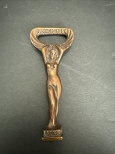Vintage 1954 Illinois Lions Club Solid Brass Nude Woman Bottle Opener picture