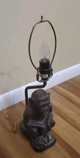 Vintage Seated Monkey Table Lamp Chimpanzee Resin Unique Working picture