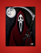 Scream Reaper Moon ACEO | Dark Horror Folk Art | Ghostface Death Gothic Card picture