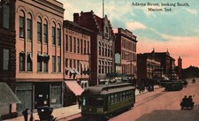 Vintage Postcard 1912 Adams Street Looking South Buses Shops Marion Indiana IN picture