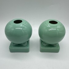 Fiestaware Sea Mist Bulb Candle Holder Set of 2 - Signed Fiesta- Hilton. USA picture