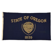 Vintage Cotton Oregon State Beaver Flag Sewn Old Cloth Textile Art American USA picture