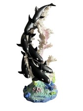 Vintage Seaworld Family Of Orca Whales Shamu On White Coral 10