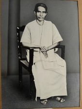 Antique Vintage Old Photo of Painting 1962 South Indian Man @ Dhoti Wooden Frame picture