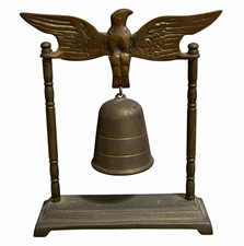 Vintage Brass Eagle Hanging Bell Patriotic Americana Desk Dinner Bell  picture