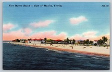 Vintage Fort Myers Beach FL Postcard Gulf of Mexico Linen Tichnor FM-120 Unused picture
