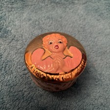 Vintage Holland Mold Angel Trinket Dish Hand Painted MCM O Lord I Am Not Worthy picture