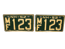 Nice Vintage Set of Green 1952 New Hamshire License Plates MF-123 picture