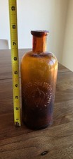 Antique Oakland Chemical Co. Amber H2O2 Hydrogen Peroxide Bottle c.1900 Cork Top picture