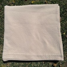 SFERRA Rombo Hand Embroidered Diamond Coverlet Egyptian Cotton Sand Italy READ picture