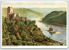 Germany Burg Kaub am Rhein mit der Pfalz, Castle on the Rhine, Chrome Unp 6 x 4 picture