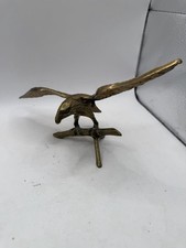 Vintage Large Solid Brass Eagle Figurine On Branch 10” Wingspan picture