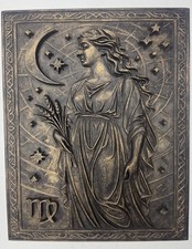 Virgo Zodiac Relief Wall Art 8” X 10” Gold Antique Astrology Plaque Home Decor picture