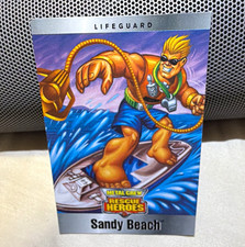 Fisher-Price Rescue Heroes Metal Crew 1999 Sandy Beach Lifeguard Card Rare picture