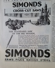 1926 Simonds cross-cut saw of the big woods vintage tool ad picture