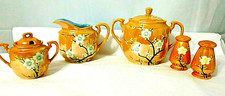 Gold Luster Ware Made In Japan Sugar Bowl Creamer Salt Pepper Shakers picture