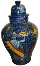 Vintage J Vazquez Mexican Talavera Pottery Ginger Jar Lid Large 17.5