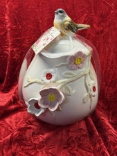 BOTANICAL COLLECTION BY CORNER RUBY STUNNING 3D FLOWERS & BIRDS 9” Canister- New picture