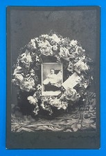 Cabinet Card of a Cabinet Card Deceased Child Memorial Wreath Photograph Antique picture