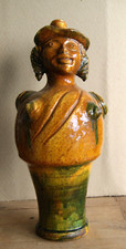 Large Antique Italian Glazed Earthenware Figural Jug Late 1800's - Early 1900's picture