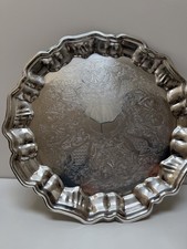 Vintage Leonard Silverplate Serving Tray Ornate Scalloped 13” Platter picture