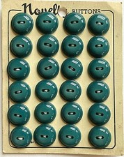 Vintage Buttons - 24 Round and Smooth Aqua Color 9/16