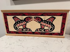 Vintage Clarence A. Wells Port Simpson, B.C. Aboriginal Art Wood Box Sliding Lid picture