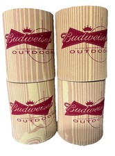 4 Budweiser Outdoors Wood Grain Can Cooler Koozie Drink Hard Foam Beer Holders picture