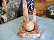 Vtg Ash Tray Cigar Pink Marble Granite heavy Table set apx 20lbs one of a kind picture