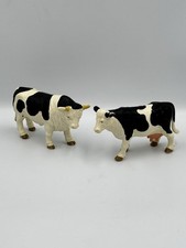 Vintage Bullyland Cow & Bull Hard Rubber Animal Figurines Berta & Fritz Germany picture