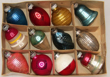 Lot VTG Glass LANTERN BELL TWISTER CONE NUT DROP Christmas Ornaments Shiny Brite picture