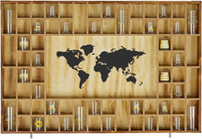 68 Large World Map Shot Glass Display Case Rustic Shot Glass Holder 37X 24.4In picture