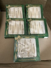VTG BRADFORD CHRISTMAS TRIMMERIES GLASS SILVER/GOLD FROSTED TEARDROP ORNAMENTS picture