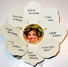VALENTINES DAY CARD Yellow Rose PETAL CARD Antique replica MINT/SEALED Shackman picture